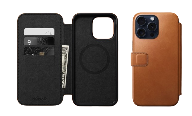 Premium leather phone case with wallet storage